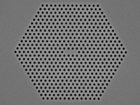 an SEM image of a photonic crystal cavity