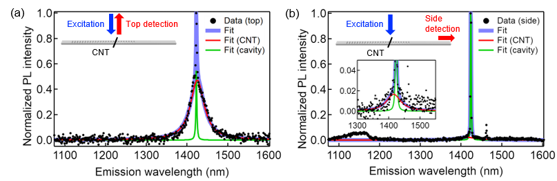 PL spectrum of a CNT coupled to a cavity
